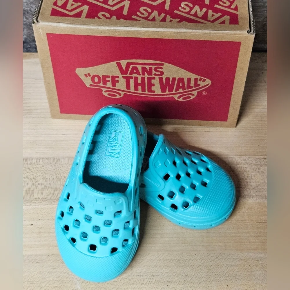 Vans slip on Crocs teal blue size 4 toddler - Picture 2 of 10